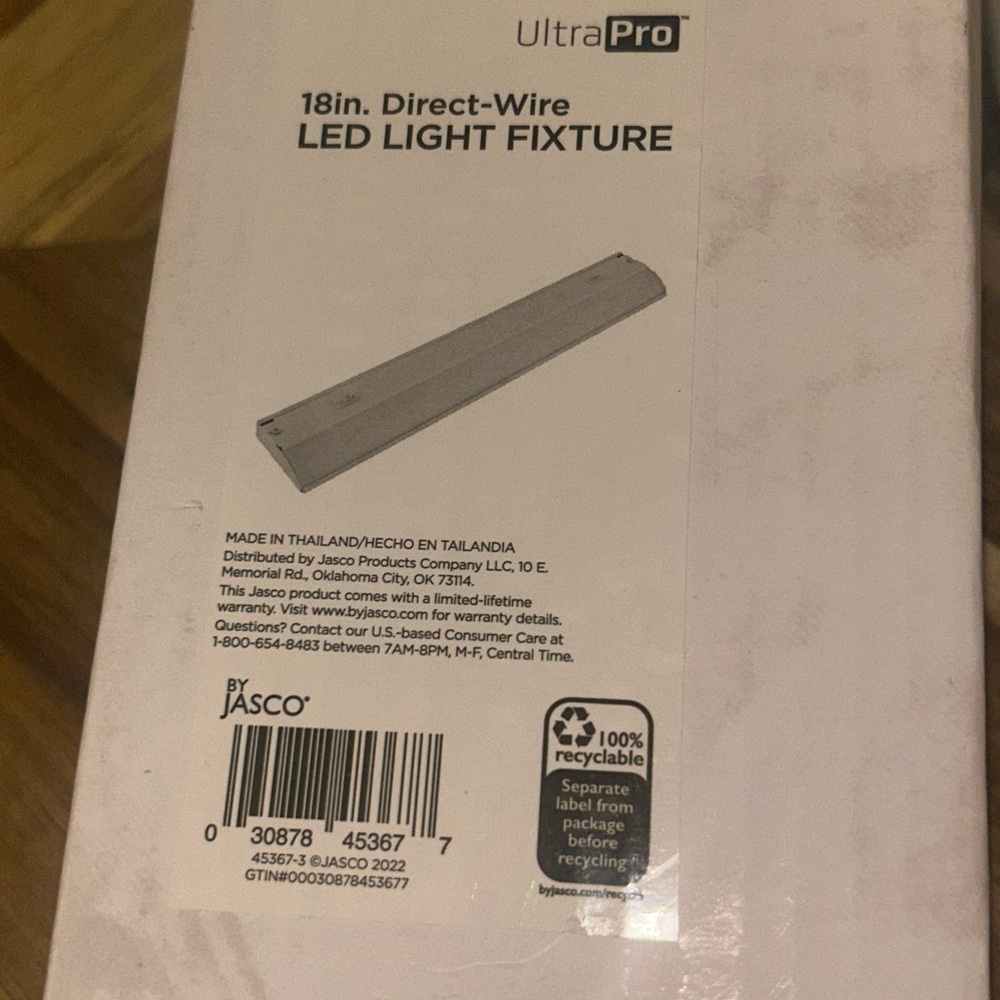 Jasco White LED Light Fixture 18 inch Direct Wire on/off switch - Picture 11 of 11